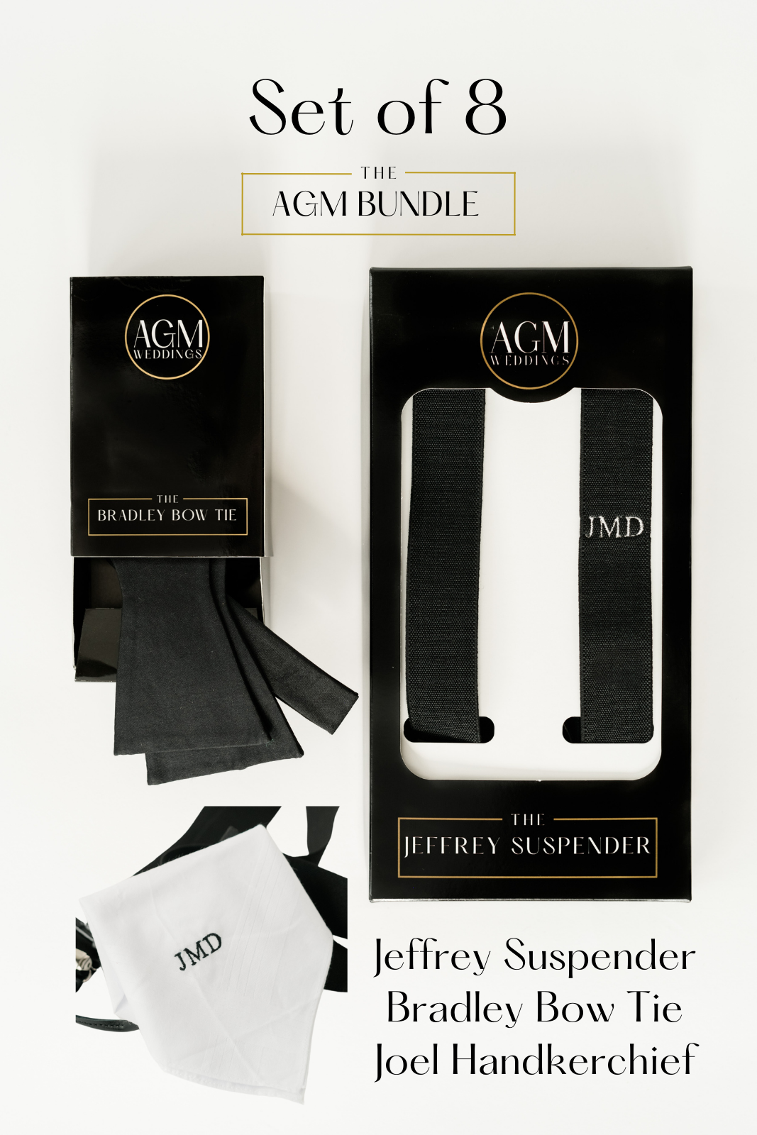 Jeffrey Suspender, Bradley Bow Tie, Joel Handkerchief Bundle | Set of 8