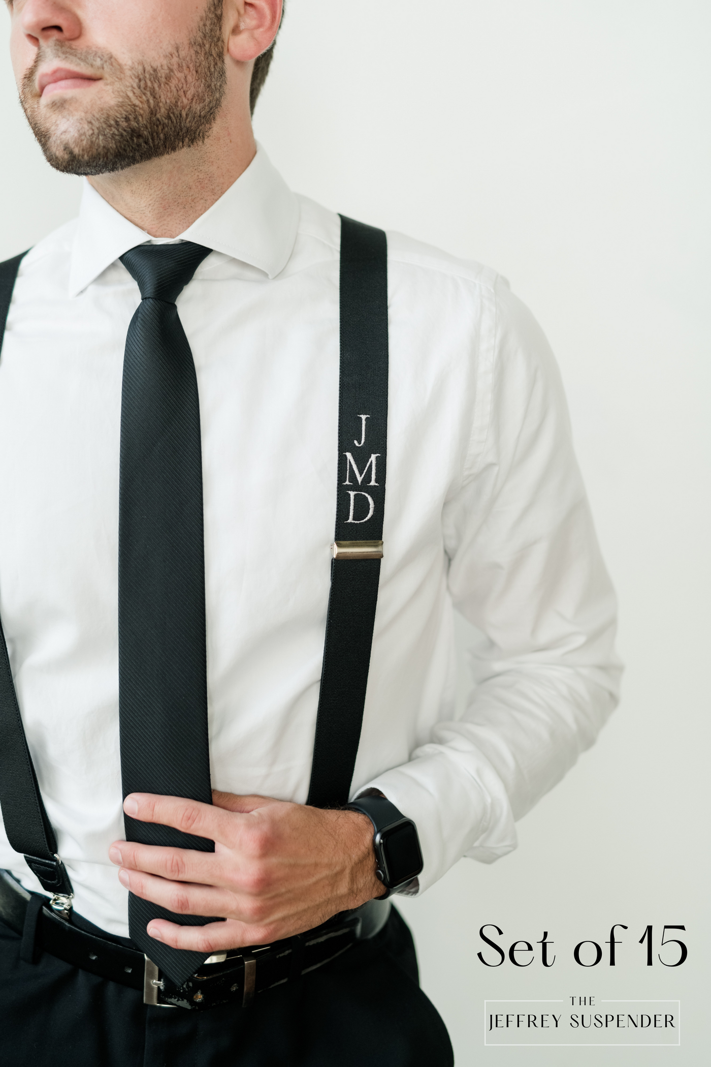 package of 15 monogram suspenders for groomsmen gift