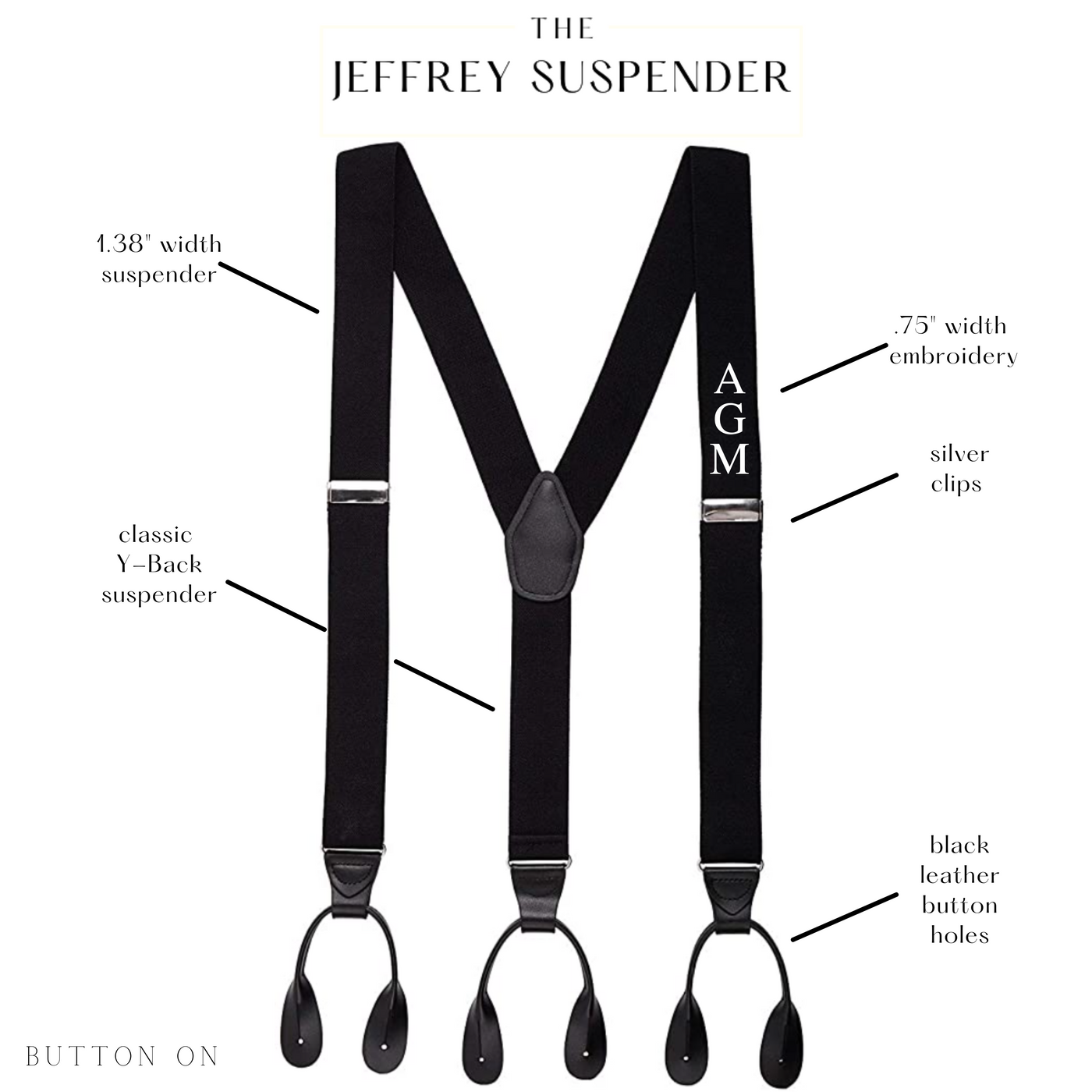 monogram suspender description chart