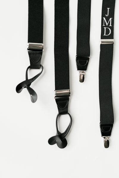 personalized suspender with horizontal and vertical embroidery