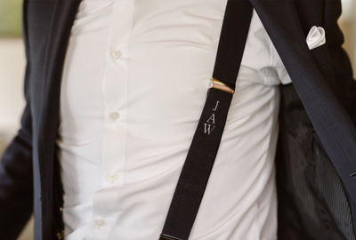 wedding with monogram suspender