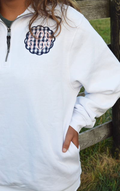 Gingham Monogram Quarter Zip