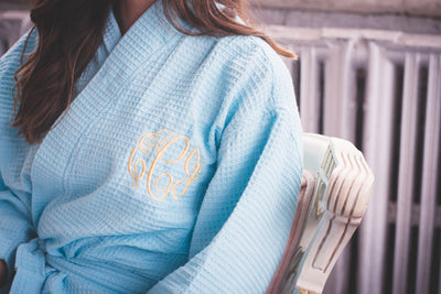 Light Blue Monogram Elizabeth Robe