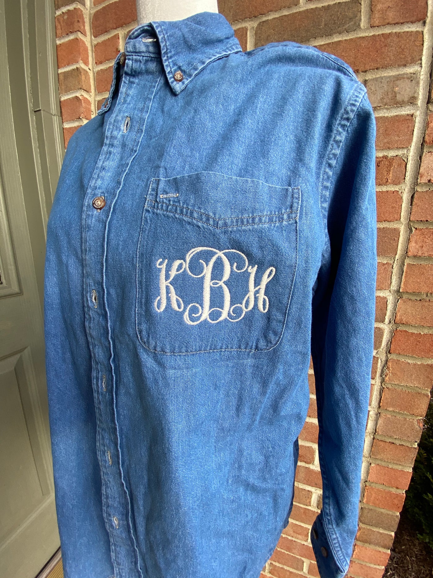 Monogram Denim Bridesmaid Button Down