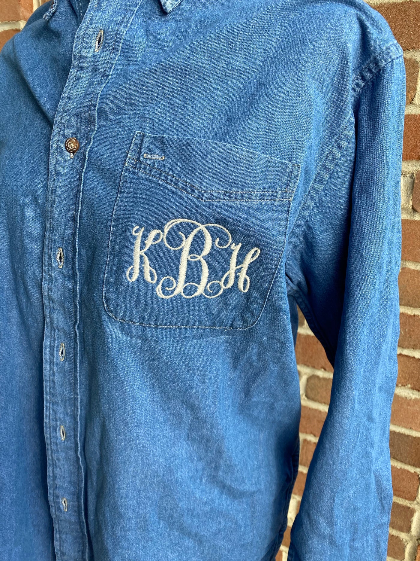 Monogram Denim Bridal Button Down - Bride