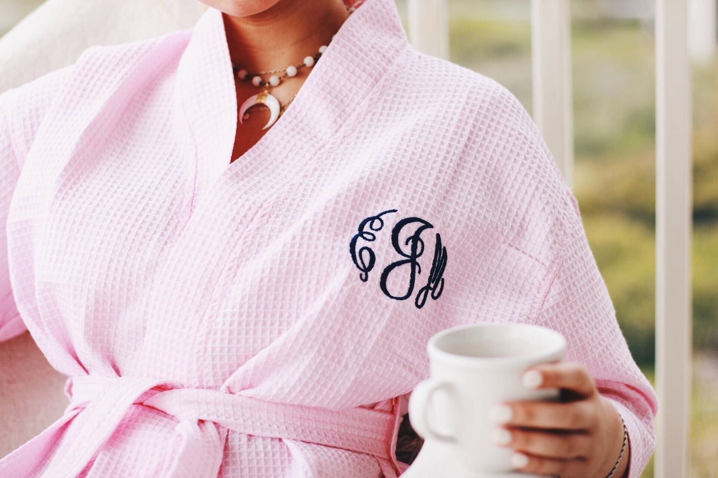 Light Blue Monogram Elizabeth Robe